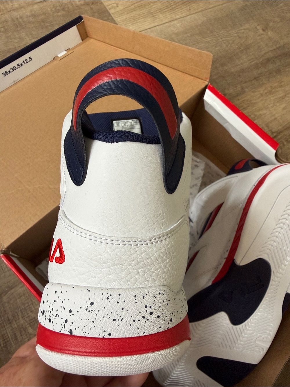 Fila Kids White Navy Red Dereverse High Top Sneakers - Picture 5 of 6